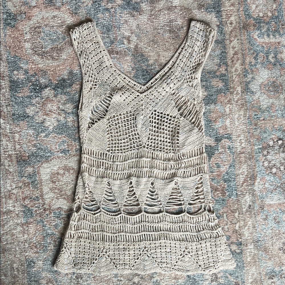 Women’s V-Neck Crochet Mini Dress Swim Coverup